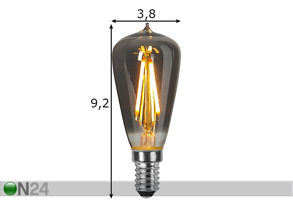 Dekoratiivne LED elektripirn E14, 1,6W mõõdud