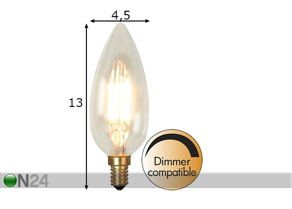 Dekoratiivne LED elektripirn E14, 3,5W mõõdud