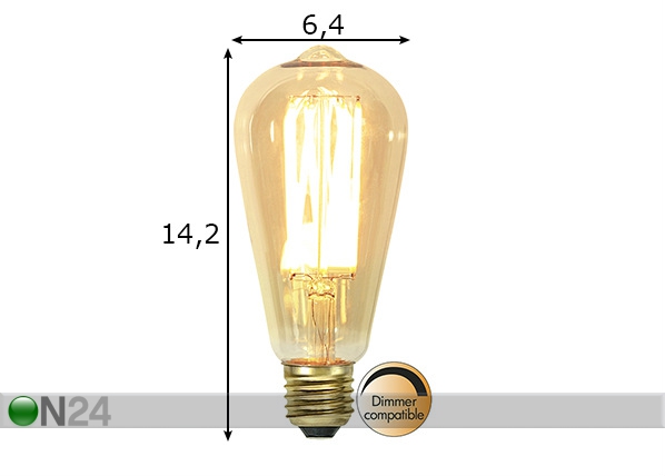 Dekoratiivne LED elektripirn E27 3,7W mõõdud
