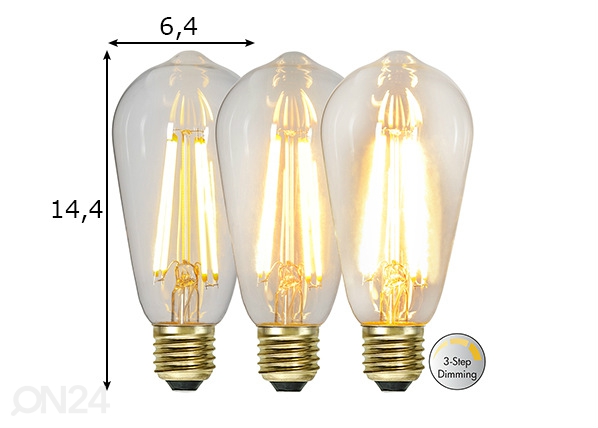 Dekoratiivne LED elektripirn E27 6,5W mõõdud