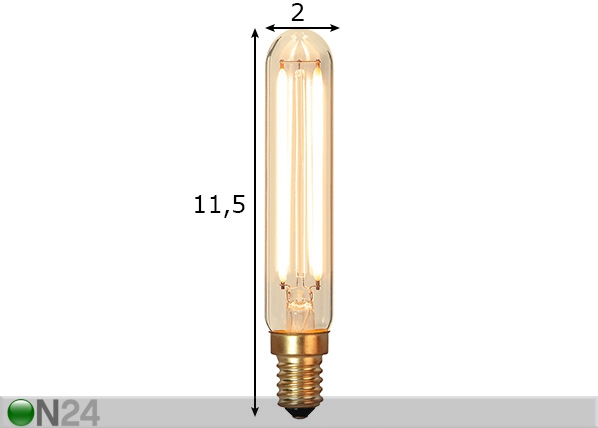 Dekoratiivne LED pirn E14 (2,5W) mõõdud