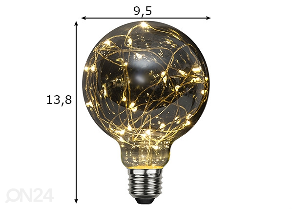 Dekoratiivne LED pirn E27 (1,5W) mõõdud