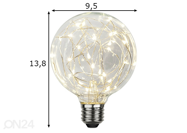 Dekoratiivne LED pirn E27 (1,5W) mõõdud