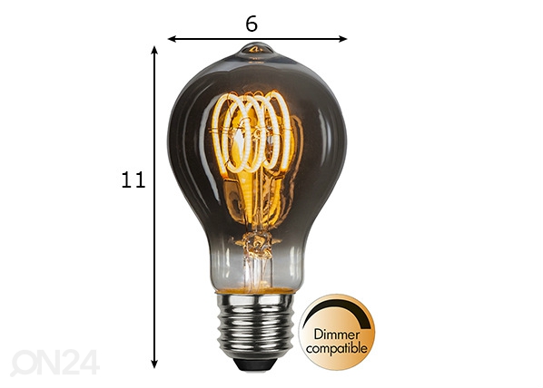 Dekoratiivne LED pirn E27 (3,7W) mõõdud