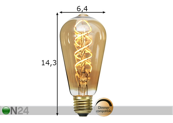 Dekoratiivne LED pirn sokliga E27, 3W mõõdud
