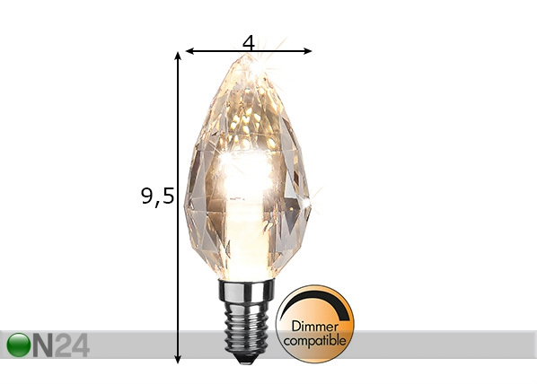 Dekoratiivne teemanti kujuline LED pirn sokliga E14 4W mõõdud