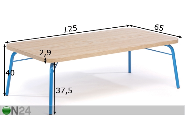 Diivanilaud Ashburn Coffee Table Oak-Blue 125x65 cm mõõdud