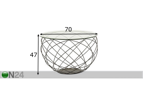 Diivanilaud Wire Grid Ø70xh47 cm mõõdud