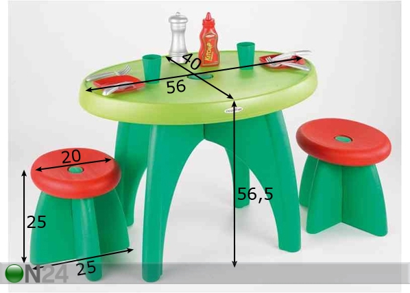 Ecoiffier садовый столик и два стула размеры