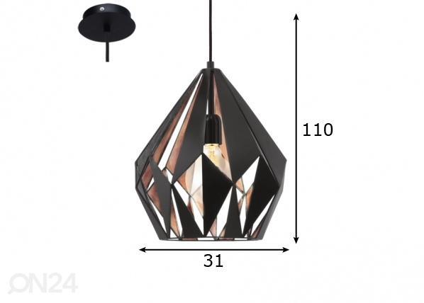 Eglo подвесной светильник Carlton 1 размеры