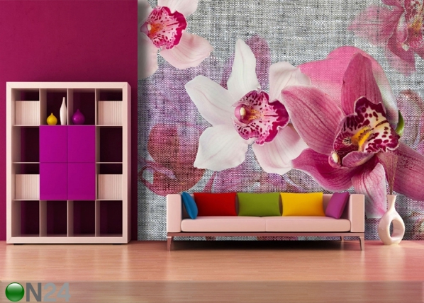 Fliis-fototapeet Pink orchids 360x270 cm