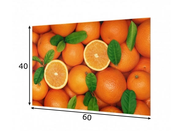 Fotoklaas, köögi tagasein Juicy Oranges 40x60 cm mõõdud