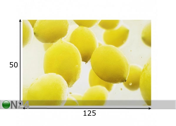 Fotoklaas, köögi tagasein Lemon In The Water 50x125 cm mõõdud