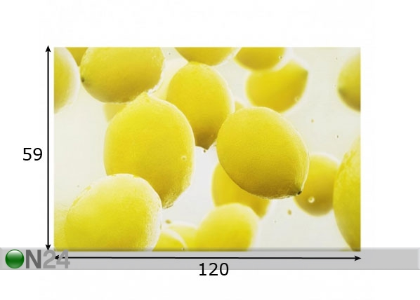 Fotoklaas, köögi tagasein Lemon In The Water 59x120 cm mõõdud