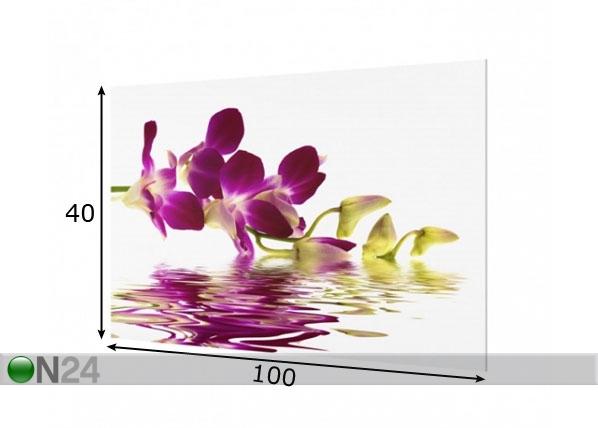Fotoklaas, köögi tagasein Pink Orchid Waters 40x100 cm mõõdud