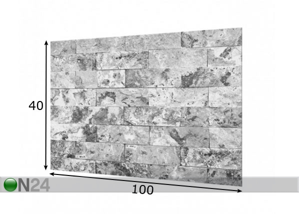 Fotoklaas, köögi tagasein Stone Wall Natural Marble Grey 40x100 cm mõõdud