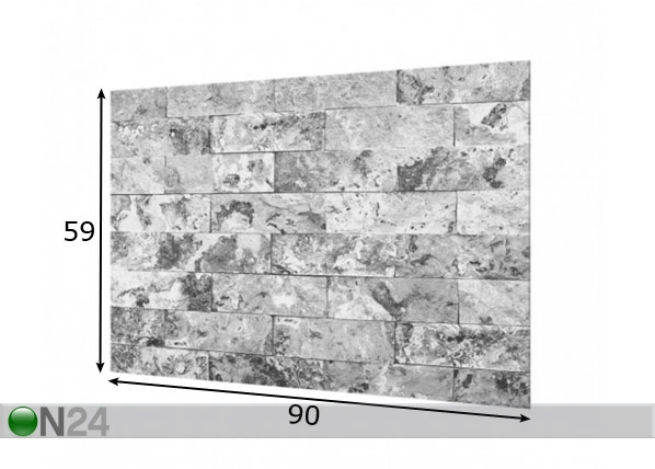 Fotoklaas, köögi tagasein Stone Wall Natural Marble Grey 59x90 cm mõõdud