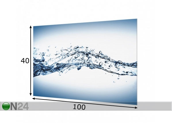 Fotoklaas, köögi tagasein Water Splash 40x100 cm mõõdud