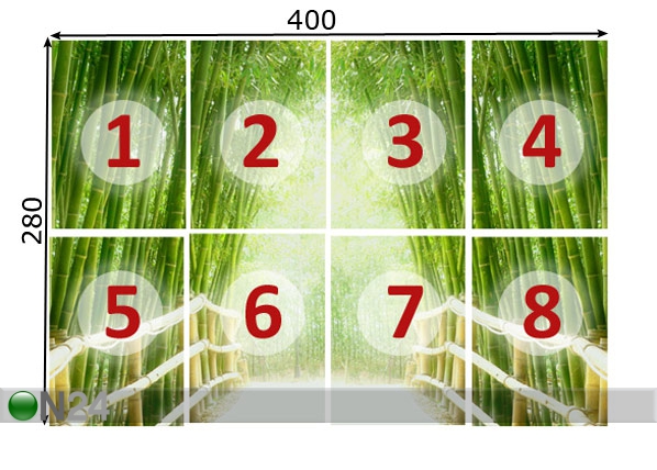 Fototapeet Bamboo walk 400x280 cm mõõdud