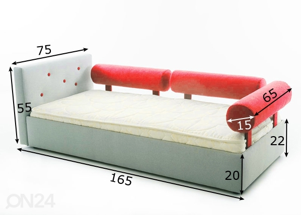 Funnest детская кровать Nest 70x155 cm + 3 рулонные подушки размеры