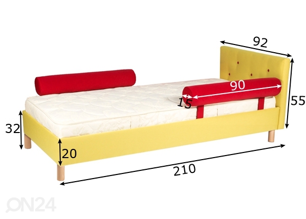 Funnest детская кровать Nest 90x200 cm + 2 рулонные подушки размеры