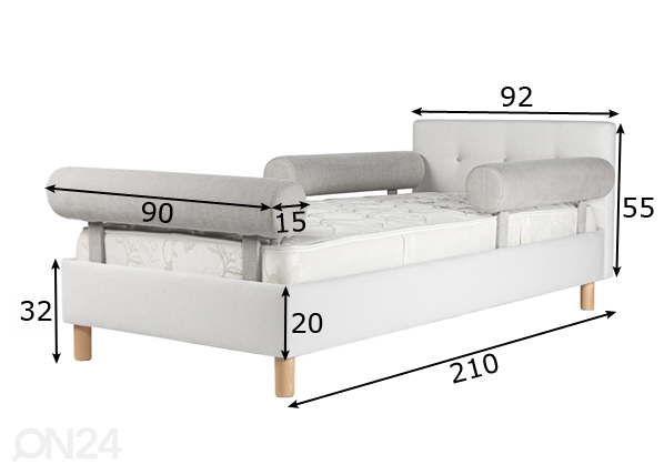Funnest детская кровать Nest 90x200 cm + 3 рулонные подушки размеры