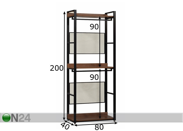 Garderoobisüsteem (3 riiulit+2 toru) 80x200 cm mõõdud