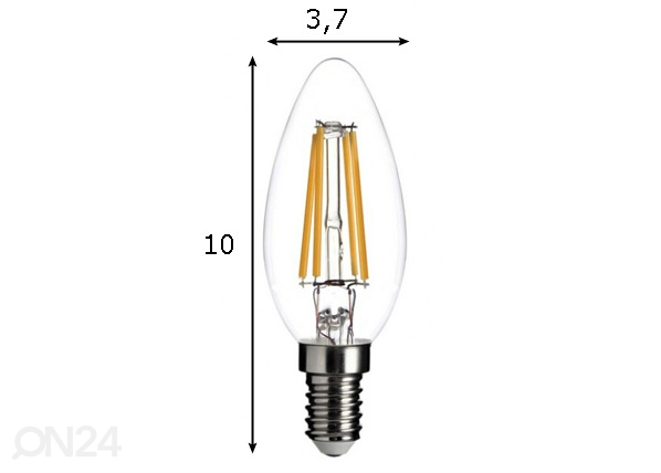 Hõõgniidiga LED pirn E14 4 W 3 tk mõõdud