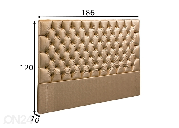 Hypnos изголовье кровати с текстильной обивкой Buckingham 186x120x10 cm размеры