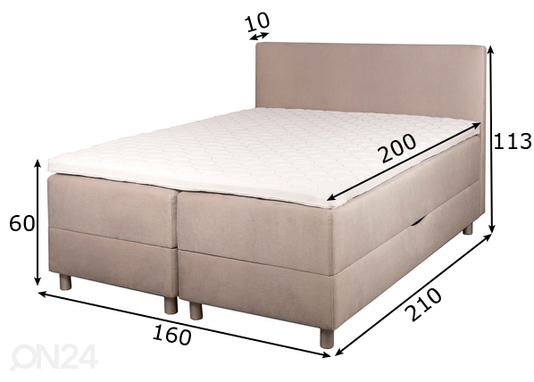 Hypnos континентальная кровать Pandora с двумя ящиками 160x200 cm размеры