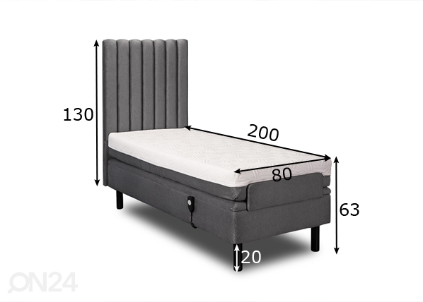 Hypnos моторная кровать с изголовьем York 80x200x63 cm размеры