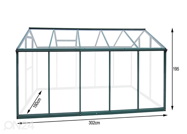 Kasvuhoone klaasist 5,7 m² mõõdud