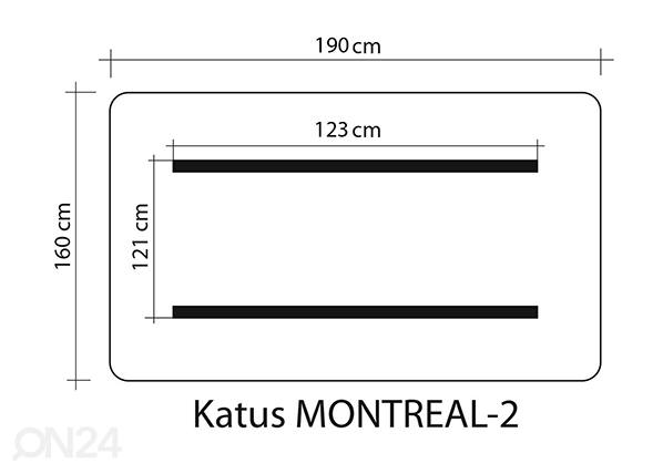 Kiigekatus Montreal 2 160x190 cm mõõdud