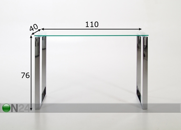 Klaasist laud Katrine 110x40 cm mõõdud