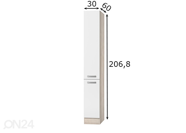 Kõrge väljatõmmatav köögikapp Genf 30 cm mõõdud