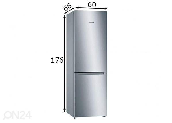 Külmkapp Bosch KGN33NLEB mõõdud