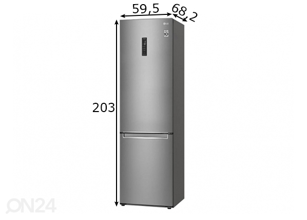 Külmkapp LG GBB72SAUGN.ASNQEUR mõõdud