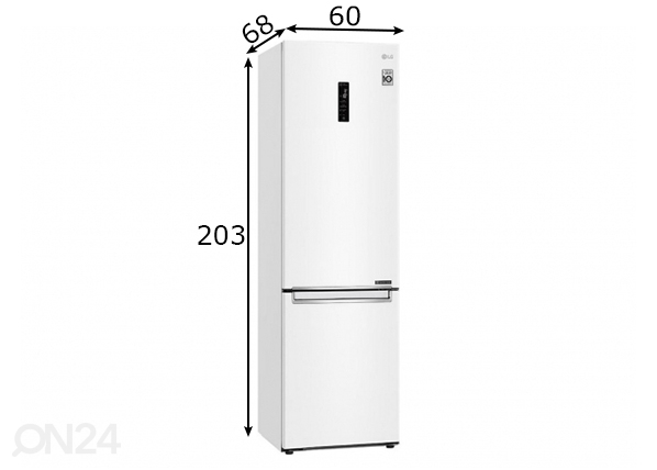 Külmkapp LG GBB72SWDMN.ASWQEUR mõõdud