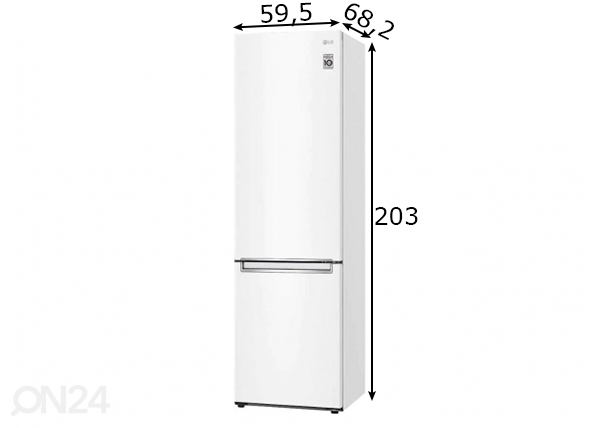 Külmkapp LG GBB72SWVGN.ASWQEUR mõõdud