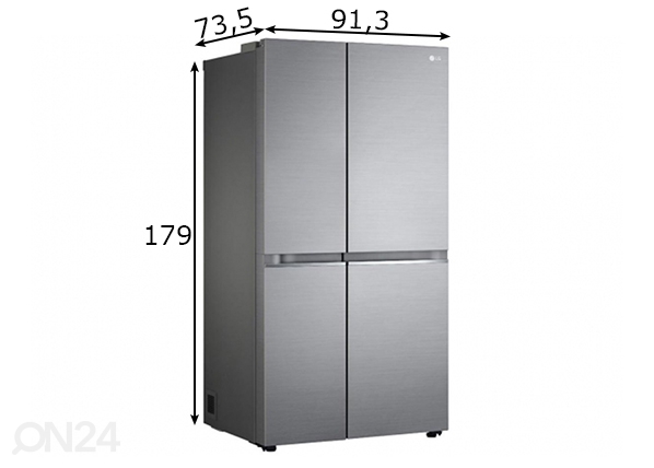 Külmkapp Side-by-side LG GSBV70PZTM.APZQEUR mõõdud