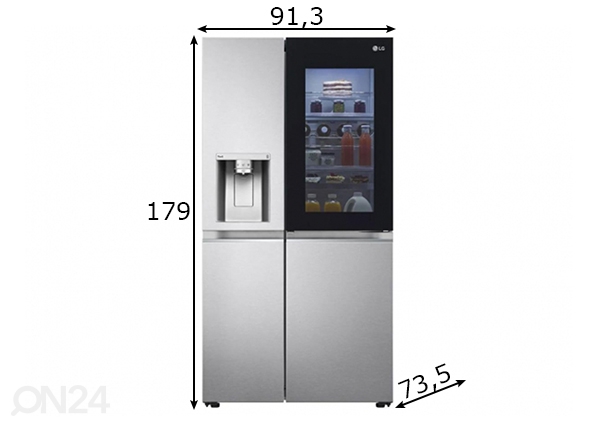 Külmkapp Side-by-side LG GSXV90BSAE.ABSQEUR mõõdud