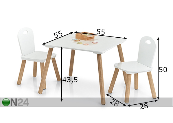Laste laud ja toolid Scandi mõõdud