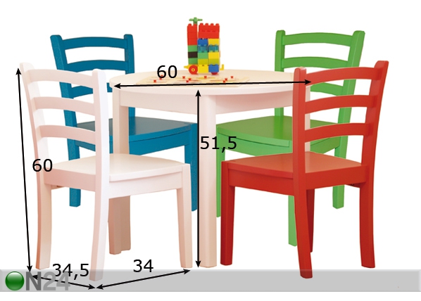 Lastelaud + 2 tooli mõõdud
