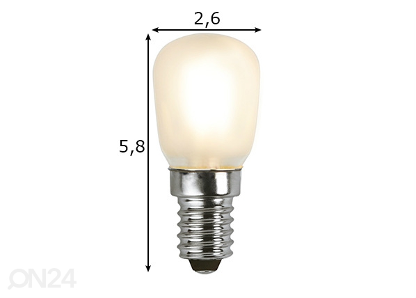 LED elektripirn E14 1,3 W mõõdud