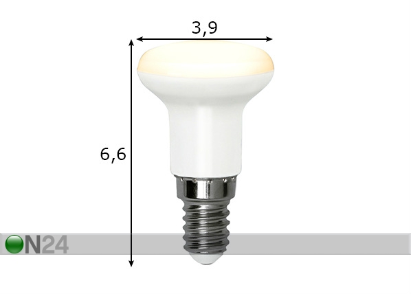 LED elektripirn E14 3,8 W mõõdud