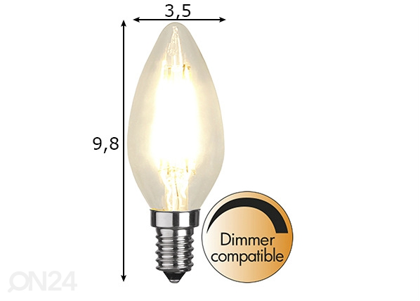 LED elektripirn E14 4,2 W mõõdud