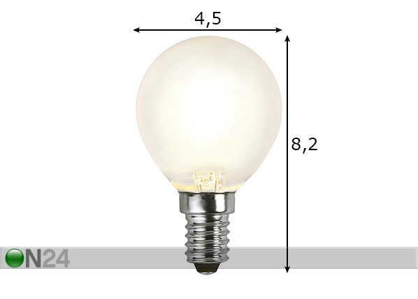 LED elektripirn E14 4 W mõõdud