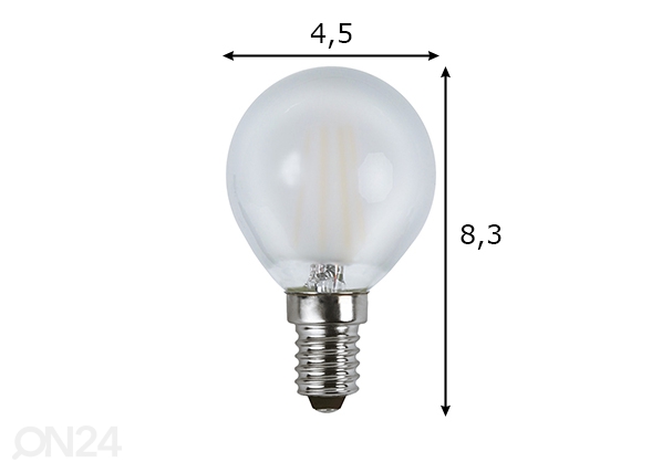 LED elektripirn E14 4W mõõdud
