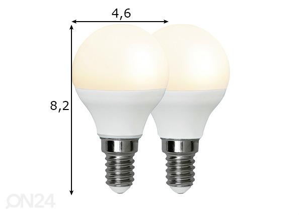 LED elektripirn E14 5,5 W (2tk) mõõdud