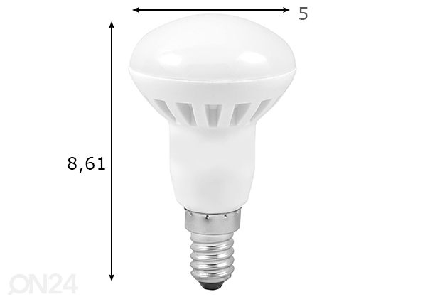 LED elektripirn E14 6 W mõõdud